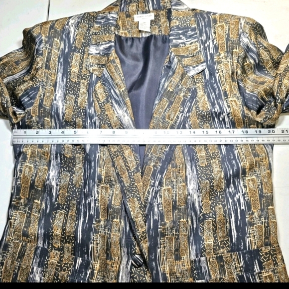 Robert Stock Women 90's Brown Small Silk Formal Casual Long Sleeve Jacket Blazer - Picture 7 of 11